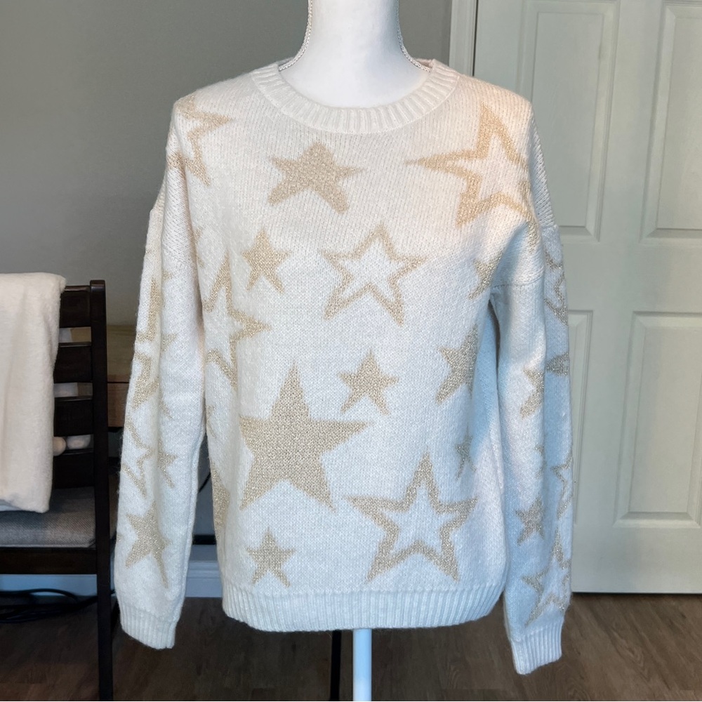 Ecote Sweater with Metallic Gold Stars Size L